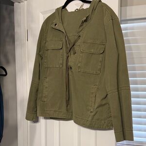Free People Safari Sport Pullover Hoodie Top in Green Size S Utility Cargo